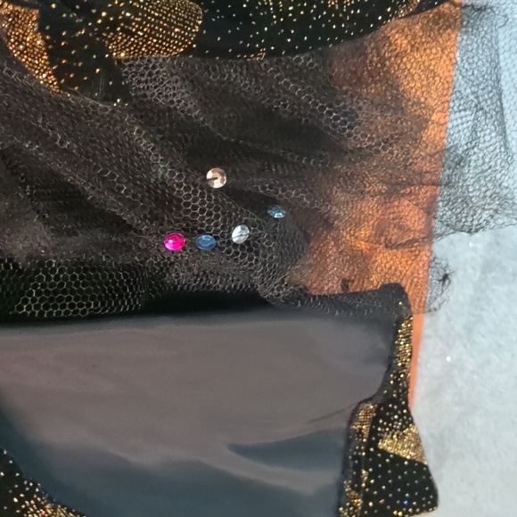 Vintage handmade sparkly gold velvet circle skirt crinoline long sleeve dress - Picture 8 of 8